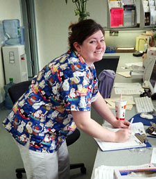Volunteer managing the front desk